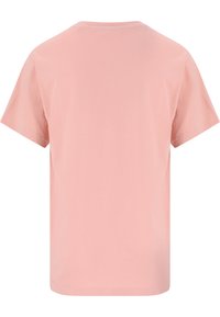 Kortærmet t-shirt med rund hals i lys pink, lavet af blødt bomuldsstof, med en glat tekstur og lige fald.