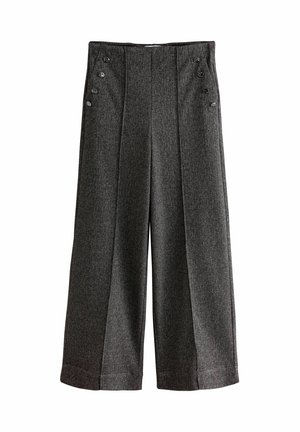 Next, PONTE WIDE LEG TROUSERS WITH BUTTON DETAILING - Stoffhose - grey herringbone