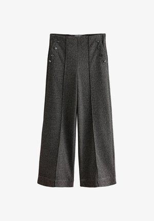 Next, PONTE WIDE LEG TROUSERS WITH BUTTON DETAILING - Stoffhose - grey herringbone