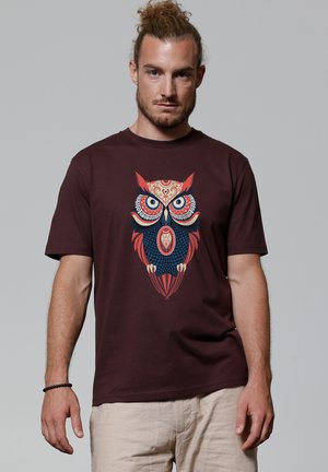 COLORFUL OWL - T-Shirt print - red brown