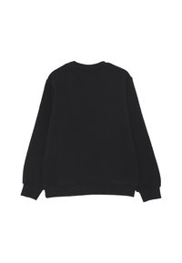 Felpa nera realizzata in morbido tessuto di cotone, con maniche lunghe, polsini a coste e collo a giro. Design pulito e semplice senza decorazioni.