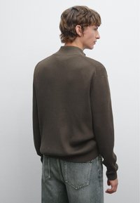 Massimo Dutti HIGH COLLAR WITH ZIP - Kardigan - mottled dark grey