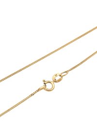 Gullfarvet kæd necklace med et snoet design, der har en rund hummerlås og et mærke med "925" for sølvindhold.