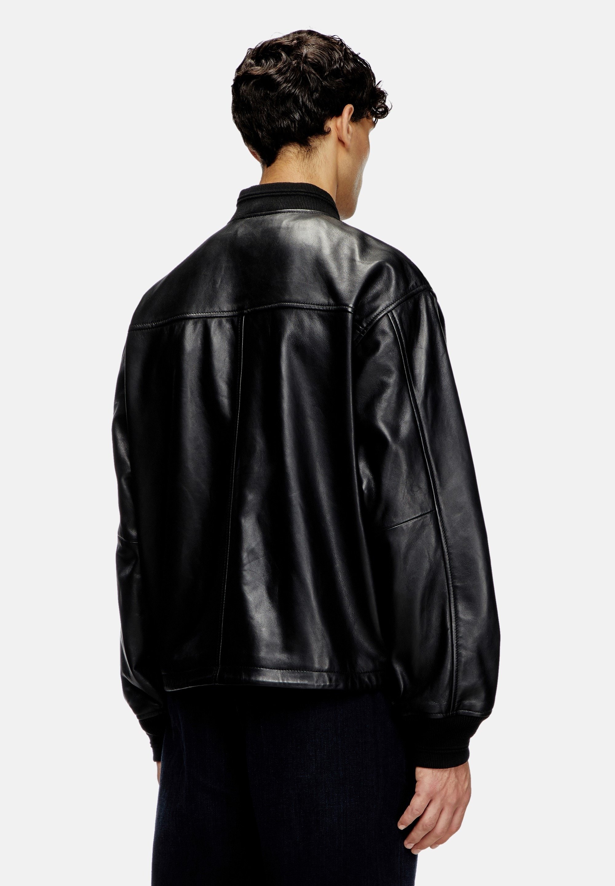 Diesel L-KHAT - Leather jacket - black - Zalando