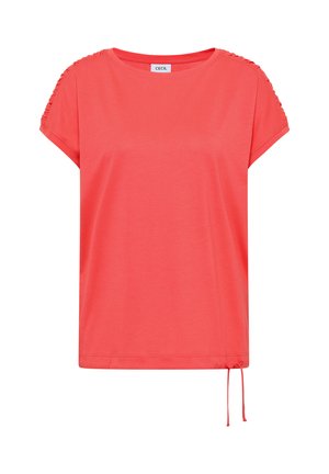 Cecil, SHORT-SLEEVE SHIRT WITH BOAT NECK AND RUCHING - T-shirt basique - shiny coral