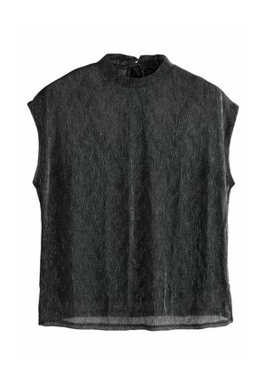 REGULAR FIT - SPARKLE SHEER LAYER CAP SLEEVE - Blusa - silver black