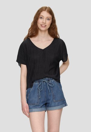 MIT PLISSEEFALTEN - Bluse - schwarz