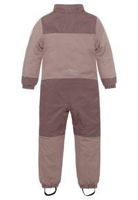 Kinder gepolsterter Overall in dunklem Maulbeerton und hellem Maulbeerton, mit einem Kragen, elastischen Bündchen und reflektierenden Akzenten an den Ärmeln.