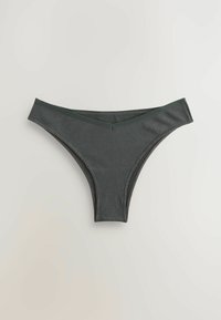 Tamni zeleni bikinij donji dio s srednjim strukom, širokim bočnim trakama i minimalnom pokrivenošću. Mekani materijal s bešavnim rubovima za udobnost.