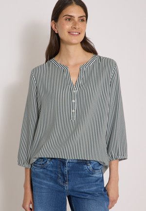 Cecil, 3/4-SLEEVE BLOUSE WITH A SPLIT NECK AND STRIPES - Blouse - khaki