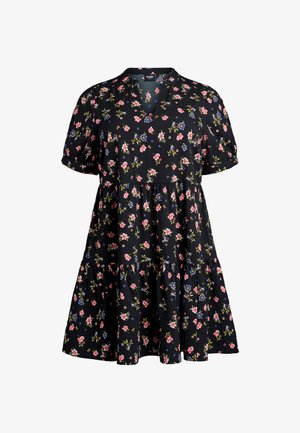 Zizzi FLASH KURZES A-LINIEN - Vapaa-ajan mekko - black rose blue fl