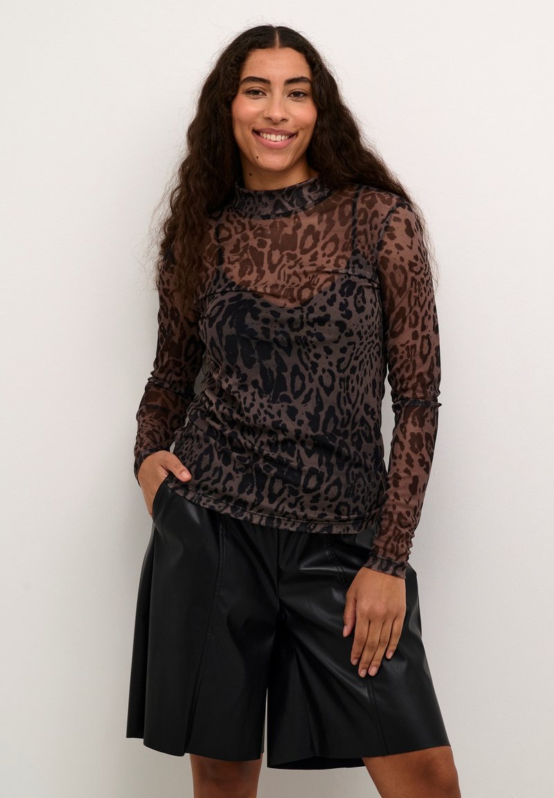 Kaffe JOHANNE  - Hosszú ujjú felső - major brown black leopard