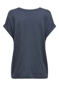 T-shirt gris foncé à manches courtes avec une coupe décontractée, col rond et manches retournées. Texture lisse, tissu léger.