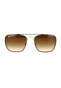 Lenti sfumate marroni a forma rettangolare, con una sottile montatura in metallo dorato. Logo del brand sulla lente superiore sinistra. Pad nasali in plastica trasparente.