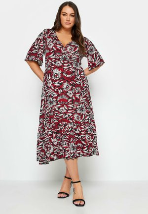 FLORAL PRINT SLEEVE MIDI - Vestido informal - red