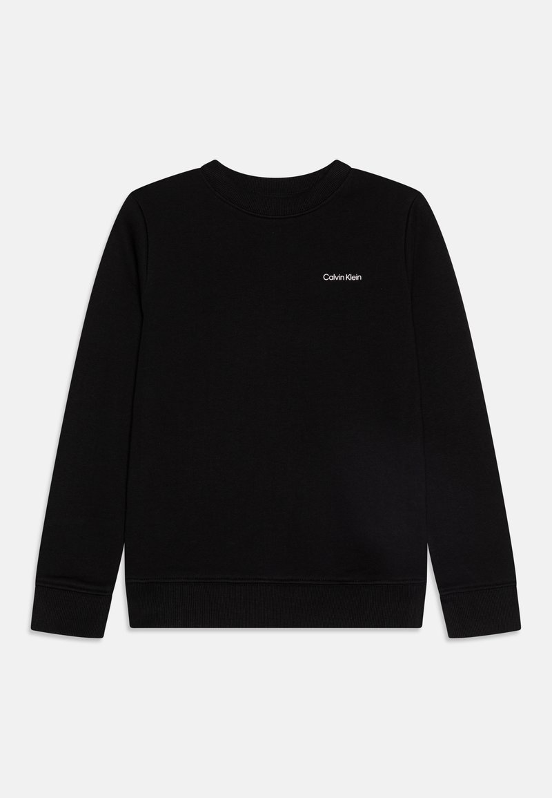 Svart hettegenser laget av myk stoff, med rund halslinning og ribbede mansjetter. Fronten har en liten hvit "Calvin Klein" logo.