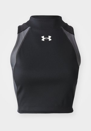 Under Armour HEATGEAR RIB - Top - black/castlerock/white