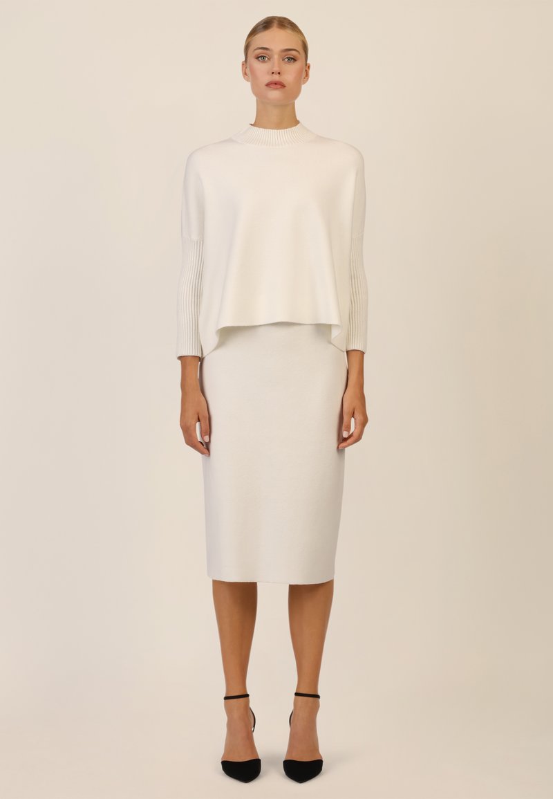 Jupe River Island En Coton Ivoire à Pois - Taille 12 - Longueur Genou, Ligne A Doublée