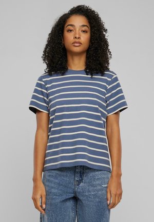 Urban Classics STRIPED BOXY - T-shirt imprimé - whitesand vintageblue