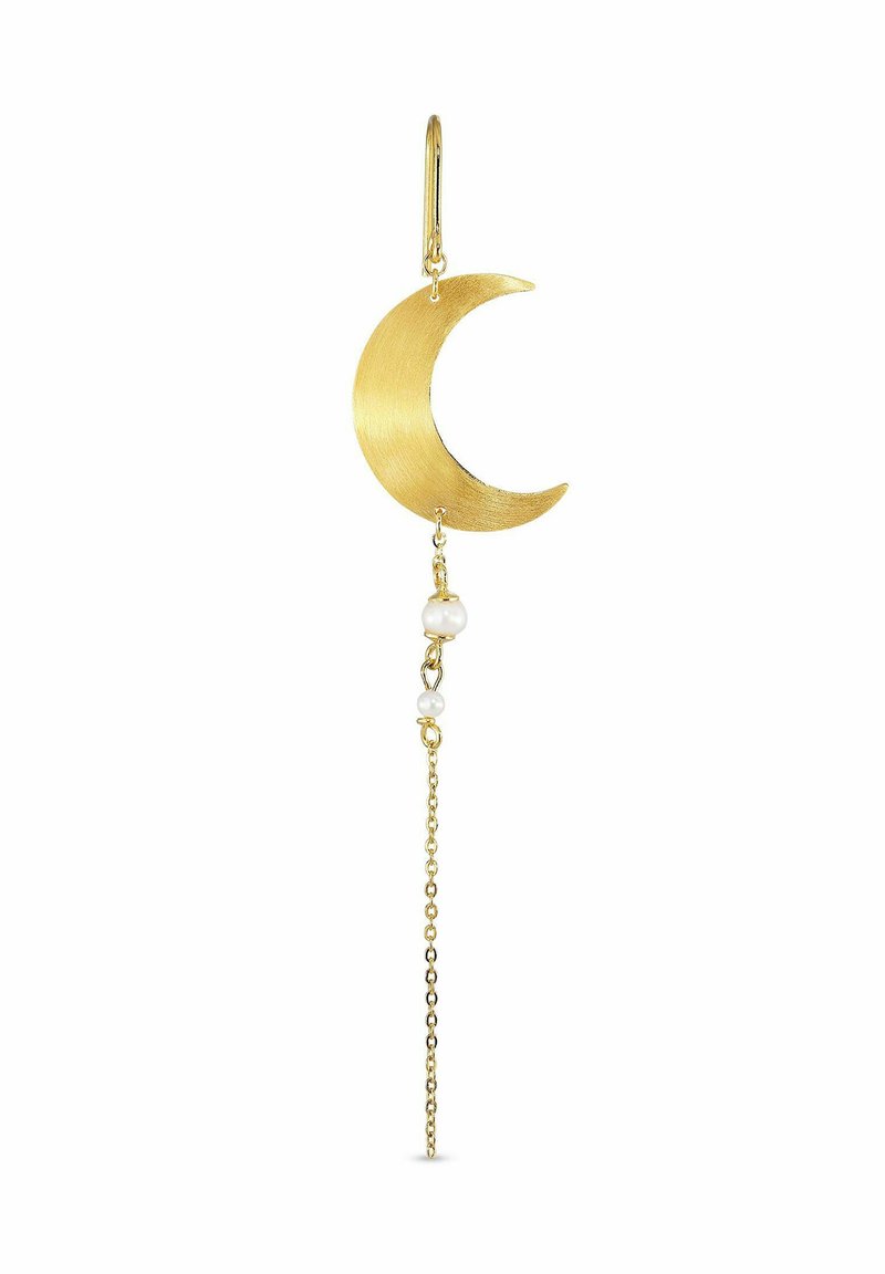 Jane Kønig HALF MOON EARRING WITH PEARL CHAIN RIGHT - Un singur cercel - gold plated