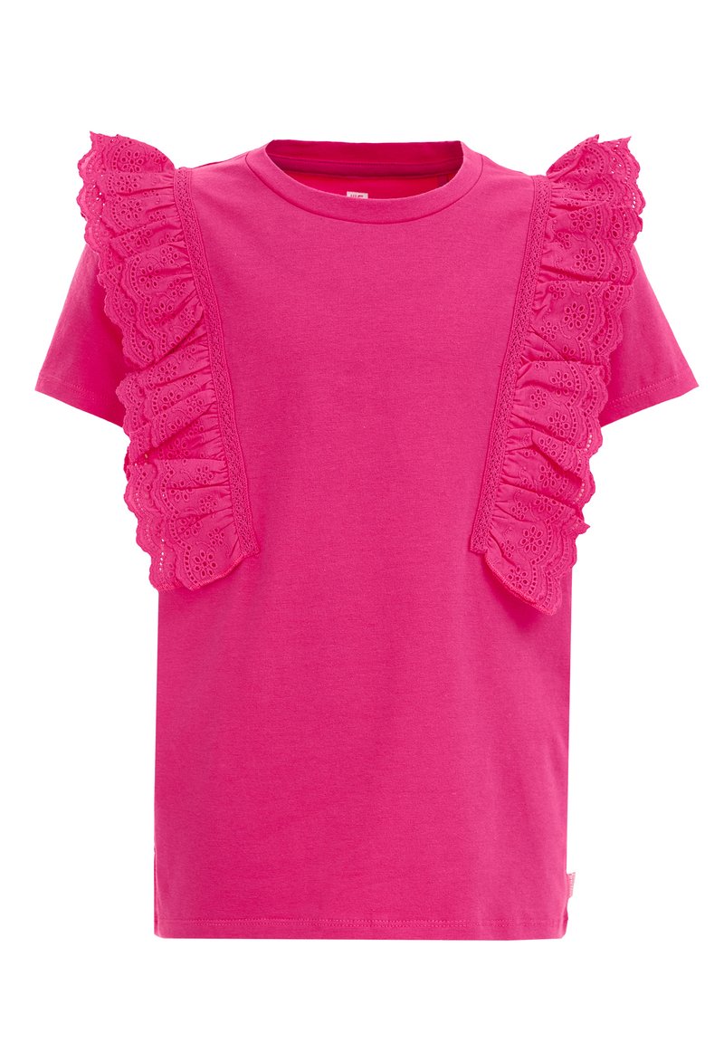 WE Fashion T-shirt print gemêleerd donkerroze