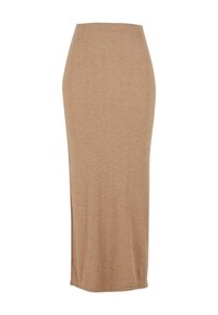 HIGH SLIT  - Pencil skirt - beigemelange