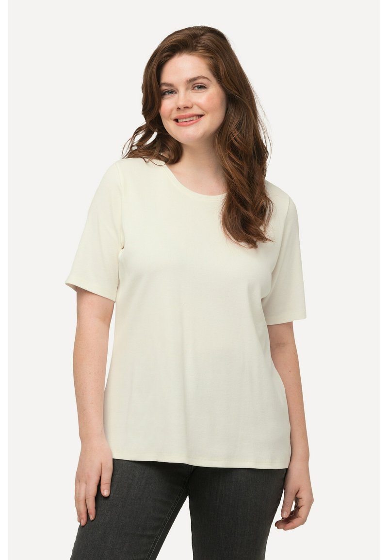 Ulla Popken Camiseta Básica En V Para Mujer, Rosa Magentapink Camisetas Manga Corta Mujer Talla Grande