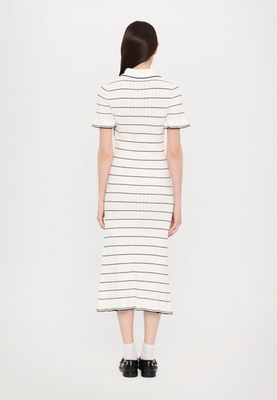 sandro ROBE MIDI COL POLO FINITIONS FRILL - Rochie de zi - ecru