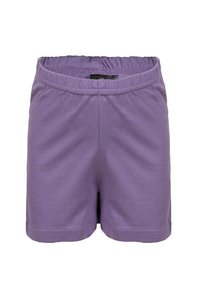 Purple elastic waist casual shorts with a simple design and mid-thigh length.