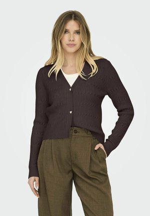 ONLY ONLKATIA CABLE V NECK - Vest - black coffee