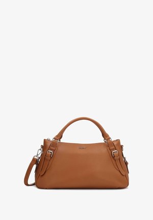 Pruun nahkne käekott, millel on struktureeritud kuju, kaks kätetoolit ja reguleeritav õlalihas. Omab hõbedase tooni riistvara aktsente.