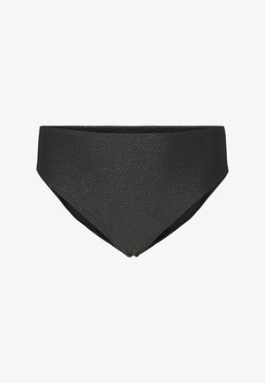 Sort bikinibund med en høj talje-design, der har et tekstureret mønster og en glat inderside. Elegant form med en klassisk skæring.