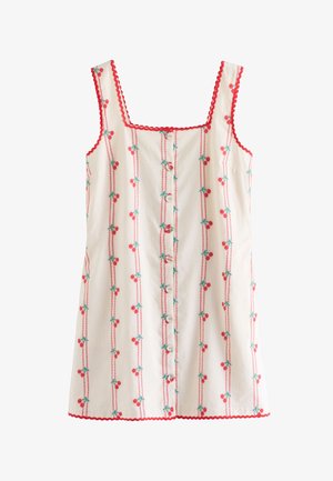 Next REGULAR FIT-SQUARE NECK BUTTON THROUGH - Päevakleit - ecru red cherry