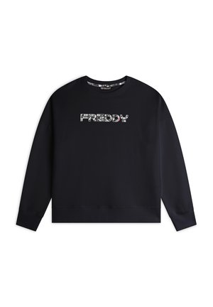 Felpa nera con maniche lunghe, caratterizzata da un logo testurizzato "FREDDY" in un design a contrasto sul petto; scollatura rotonda, vestibilità comoda.