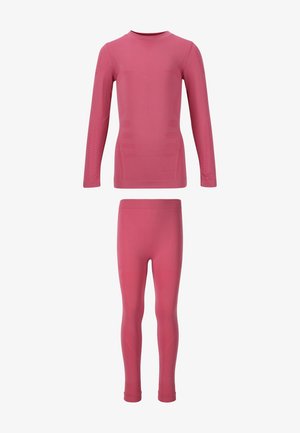 Rosa Langarmoberteil und passende Leggings aus dehnbarem Material. Mit strukturierten Akzenten an Armen und Beinen, entworfen für Activewear.