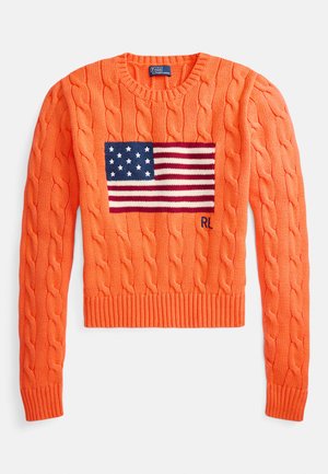 FLAG SHRUNKEN CABLE COTTON SWEATER - Svetr - sailing orange