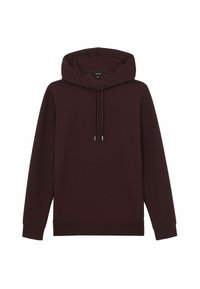 Gładki, ciemno-brązowy hoodie z długimi rękawami i sznurkiem, ukazany na białym tle.
