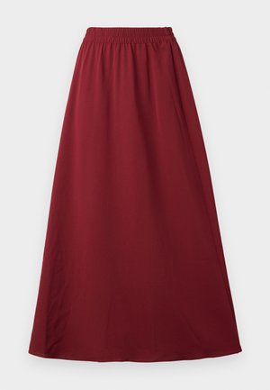Gonna maxi bordeaux con vita elastica, realizzata in un tessuto morbido e fluido, con un design semplice e privo di decorazioni.