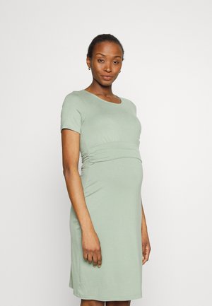 Anna Field MAMA SHORT SLEEVES RUCHED WAIST MINI FLARED DRESS - Φόρεμα από ζέρσεϊ - light green