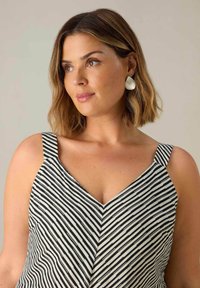 Live Unlimited London MONO STRIPE D-RING MIDI - Vardagsklänning - black