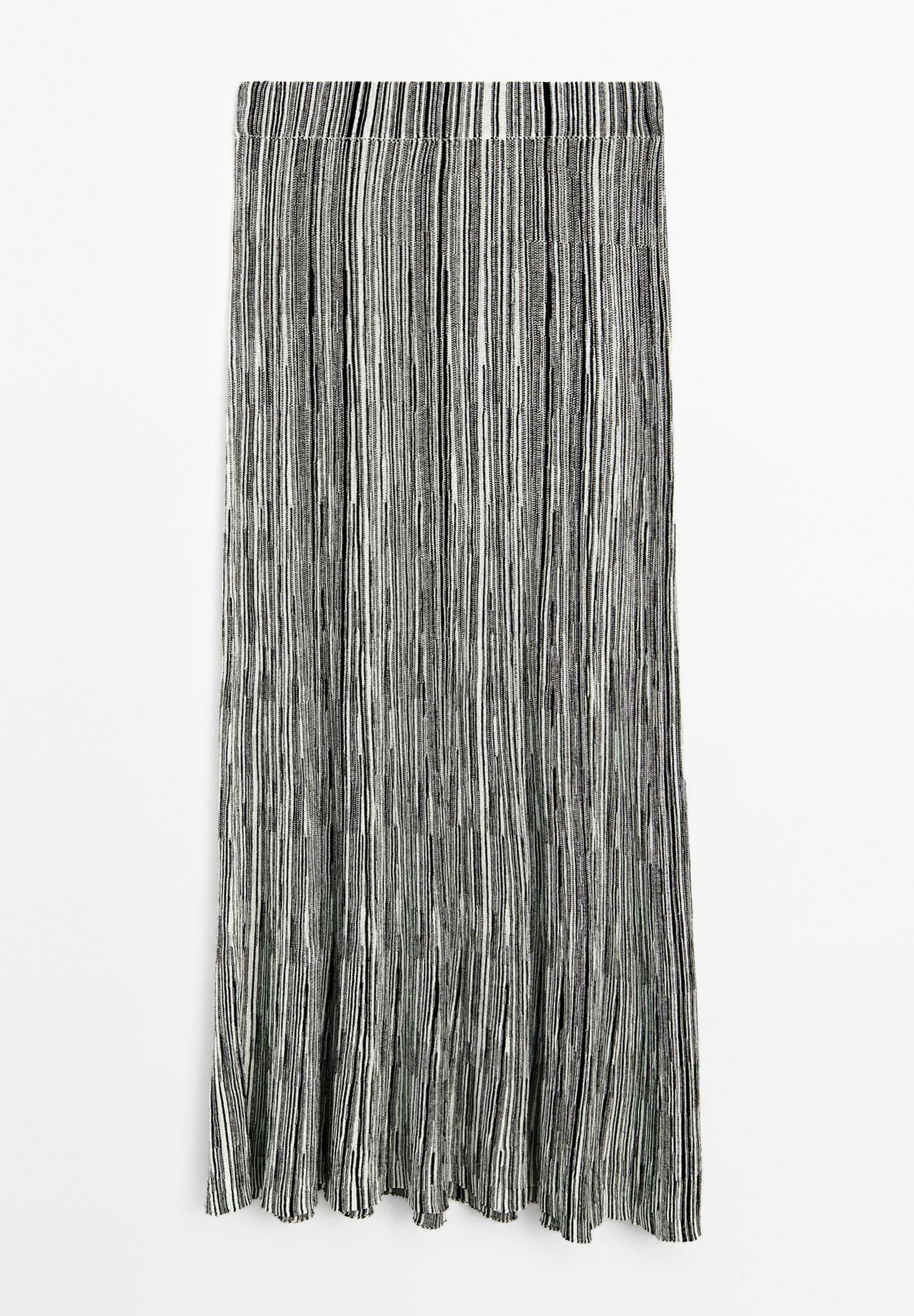 Massimo Dutti WITH STRIPED DETAIL - Maxi skirt - black - Zalando