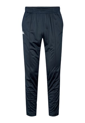 Marine atletiske bukser lavet af glat, let materiale. Har en elastisk talje, tapered ben og hvidt logo på venstre side.