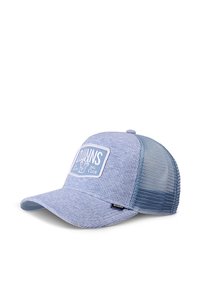 Light blue cap with a textured fabric front, mesh sides, and a flat brim. Features a white embroidered logo on the front panel.