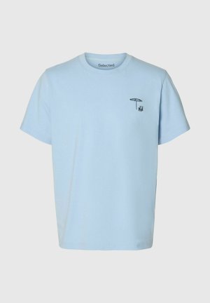 Selected, T-SHIRT REGULAR FIT BAUMWOLL - Camiseta estampada - cashmere blue