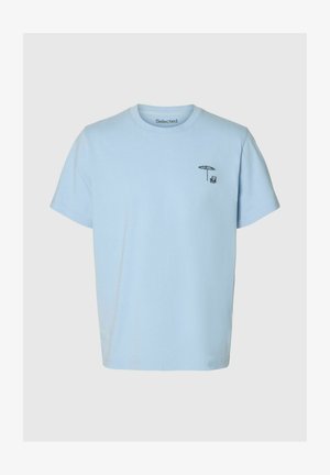 Selected, T-SHIRT REGULAR FIT BAUMWOLL - Nyomott mintás póló - cashmere blue
