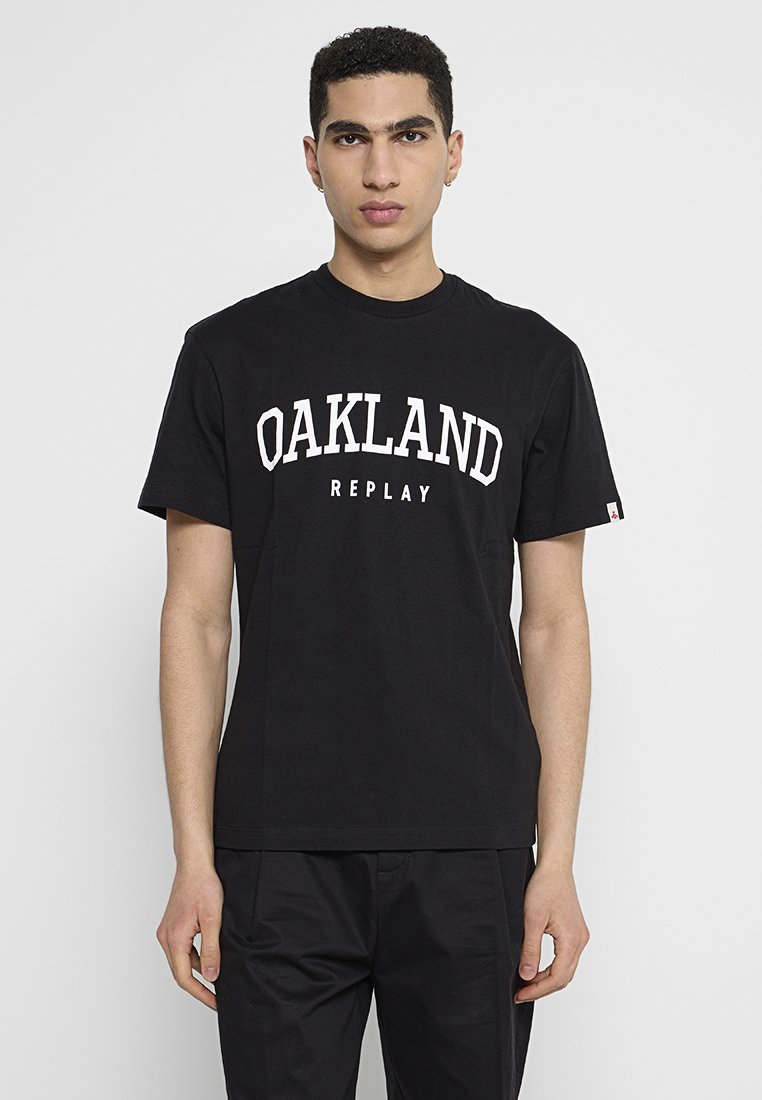 Replay T-shirt print zwart