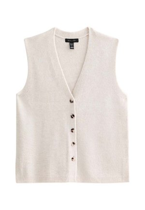 New Look, OATMEAL  BUTTON THROUGH V-NECK WAISTCOAT - Chaleco - cream