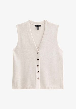 New Look, OATMEAL BUTTON THROUGH V-NECK WAISTCOAT - Chaleco - cream