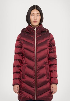 HOODED LONGLINE CHEVRON - Vinterfrakke - dark red