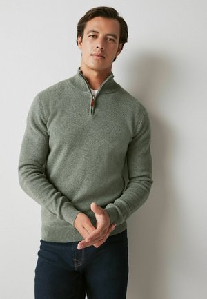 Next PREMIUM ZIP NECK  - Pulover - sage green
